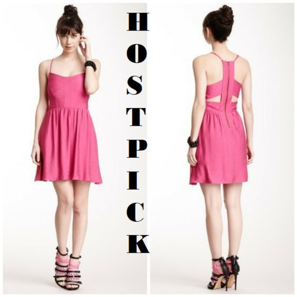 🦄 BCBGeneration Wild Rose Pink Cutout T-Back Dress Size 4 NWT Barbiecore Beauty